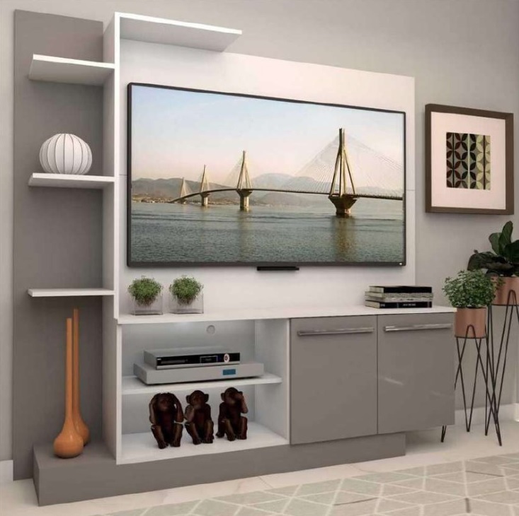 Estante com painel p/ TV 55″ e 2 portas Porto Multimóveis