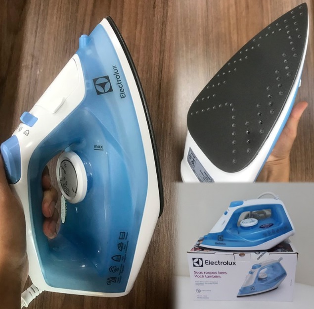 Ferro de passar seco e vapor Electrolux base antiaderente vapor vertical extra anti gotejamento 1500W cabo 1,65m azul SIE60 (Somente 220V)