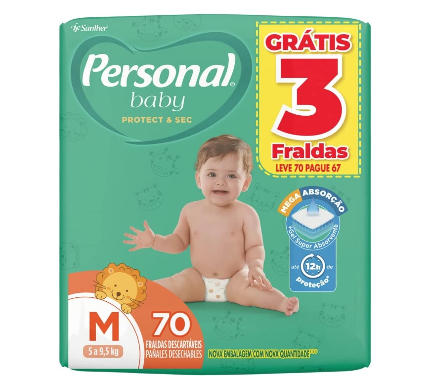 Fralda Personal Protect e Sec M Hiper 4x70pads Leve 70 pague 66 Unidades