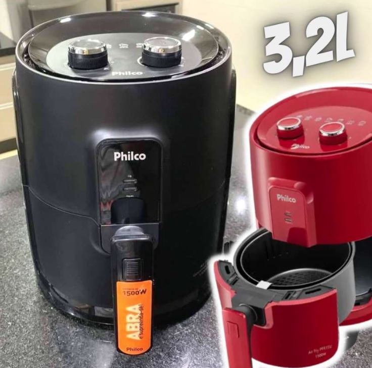 Fritadeira Elétrica sem Óleo/Air Fryer Philco – PFR15V Vermelha 3,2L com Timer