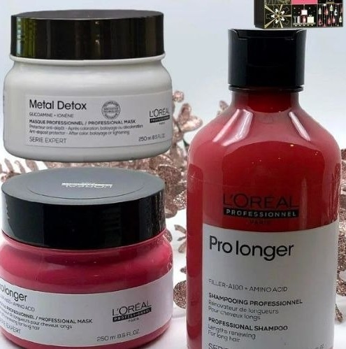 KIT Pro Longer – Shampoo 300ml + Máscara de tratamento 250g + Máscara Metal Detox anti-depósito de metais 250g | L’Oréal Professionnel
