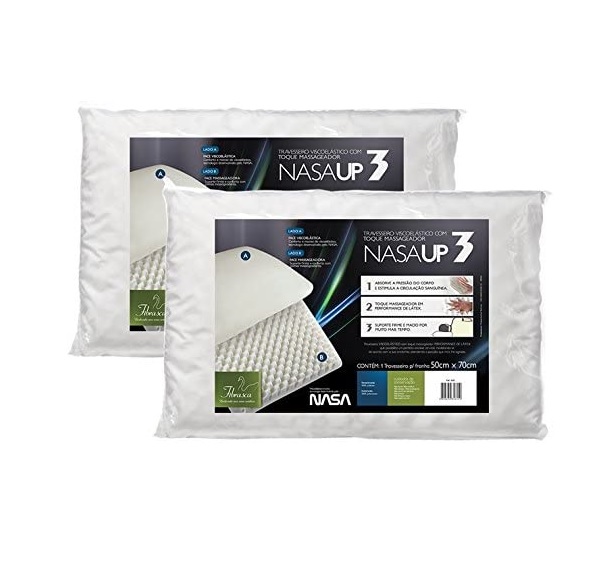 Kit 2 peças Travesseiro Nasa Up 3, para fronhas 50×70 cm, Fibrasca