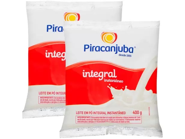 Kit Leite em Pó de Vaca Integral Piracanjuba – Instantâneo 400g 2 Unidades