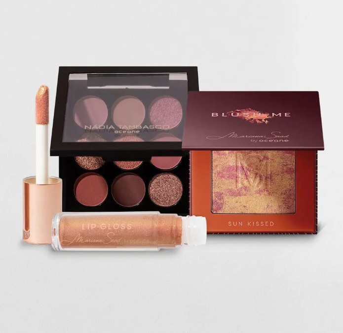 Kit Paleta de Sombras To Go Nude + Blush Sun Kissed + Brilho Labial Sunset (3 Produtos) – OCÉANE