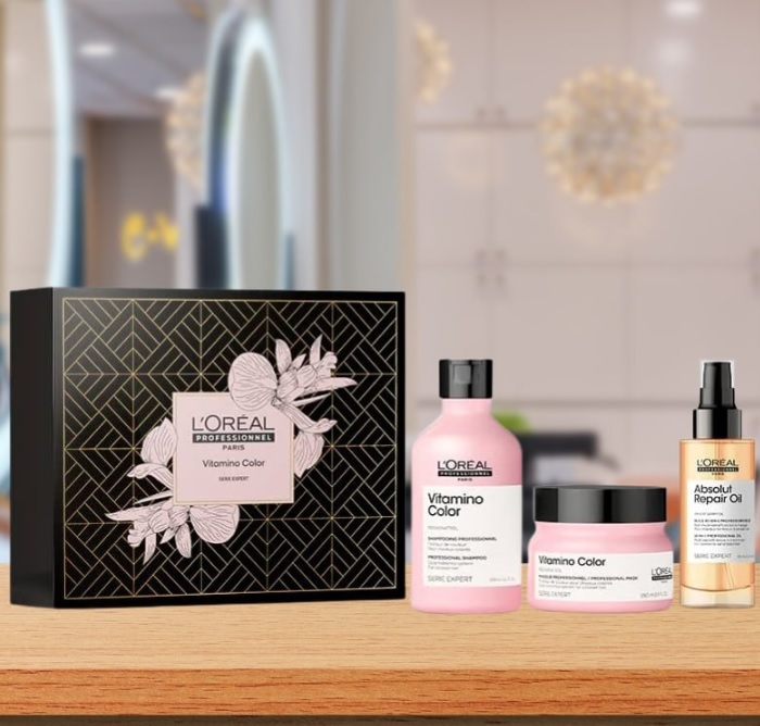 Kit Vitamino Color – Shampoo 300ml + Máscara de tratamento 250g + Absolut Repair Óleo 10 em 1-90ml | L’Oréal Professionnel