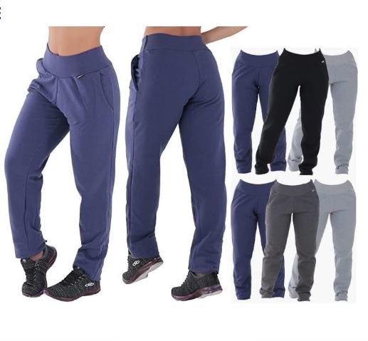 Kit com 03 Calças de Moletom Feminina Algodão Click Mais Bonita
