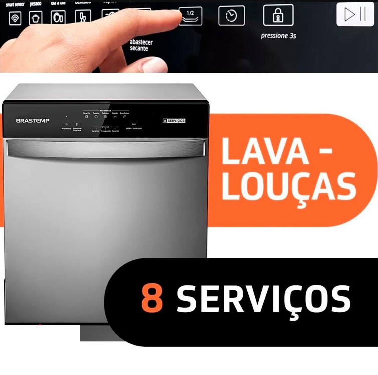 Lava Louças Brastemp Cinza Metálico com 08 Serviços e 05 Programas de Lavagem -BLF08BB