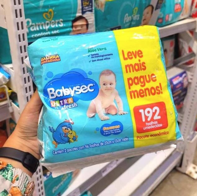 Lenço Umedecido Babysec Galinha Pint Ultrafresh 192 Unids