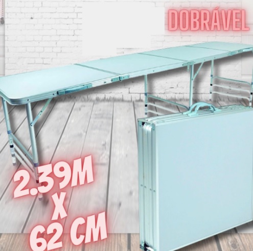 Mesa de Alumínio Dobrável Brisa 2.39M X 62 cm
