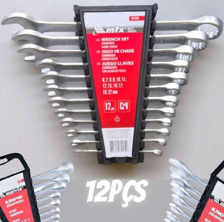 Jogo De Chave Combinada Cromo Fosco De 6 X 22 Mm, 12 Peças Mtx