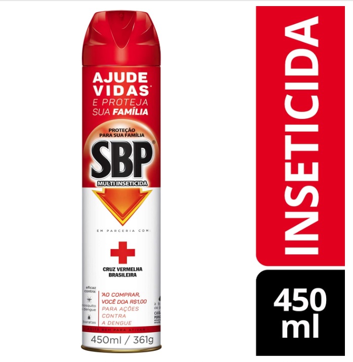 Multi Inseticida SBP Edição Cruz Vermelha 450ml Aerossol, SBP, Laranja/Vermelho/Branco