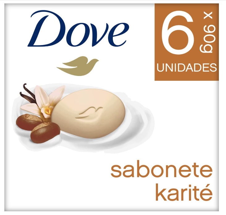 Pack Sabonete em Barra Óleo de Karité e Baunilha Dove Delicious Care Cartucho 6 Unidades de 90g