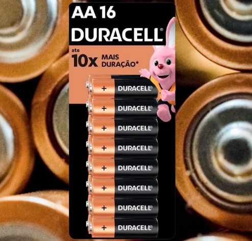 Pilha Alcalina AA Pequena DURACELL Com 16 Unidades