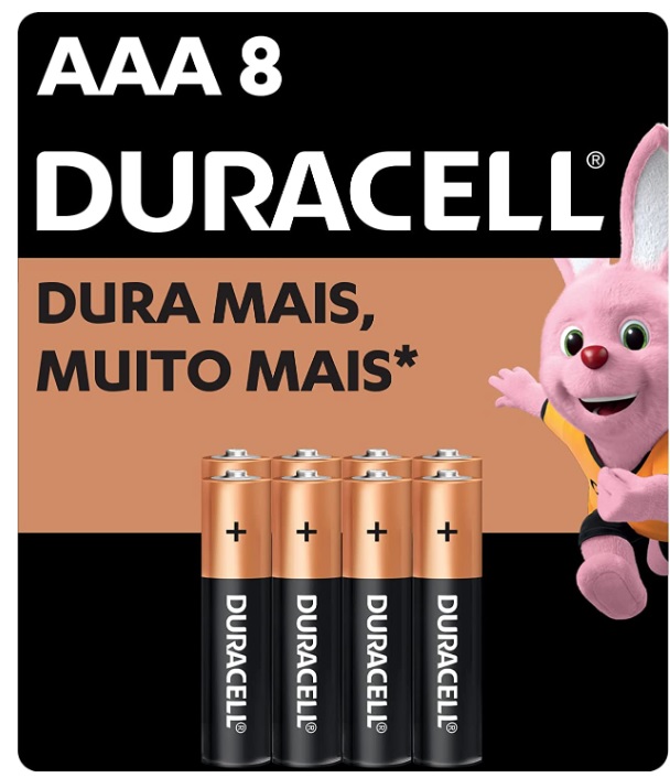 Pilha Alcalina AAA Palito DURACELL com 8 unidades