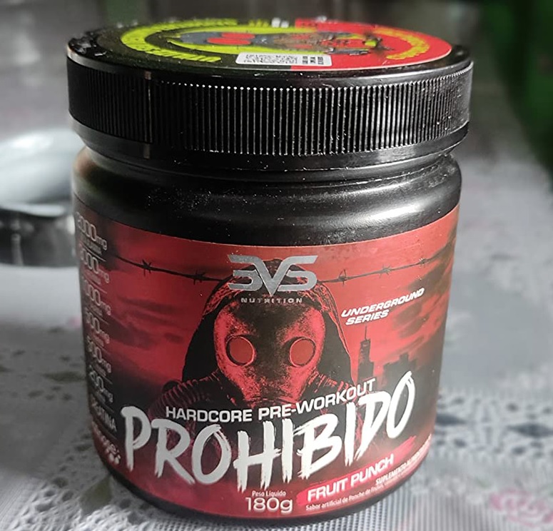 Pré Treino Prohibido Hardcore Pre-Workout, 3VS Nutrition – Suplemento energético 180g