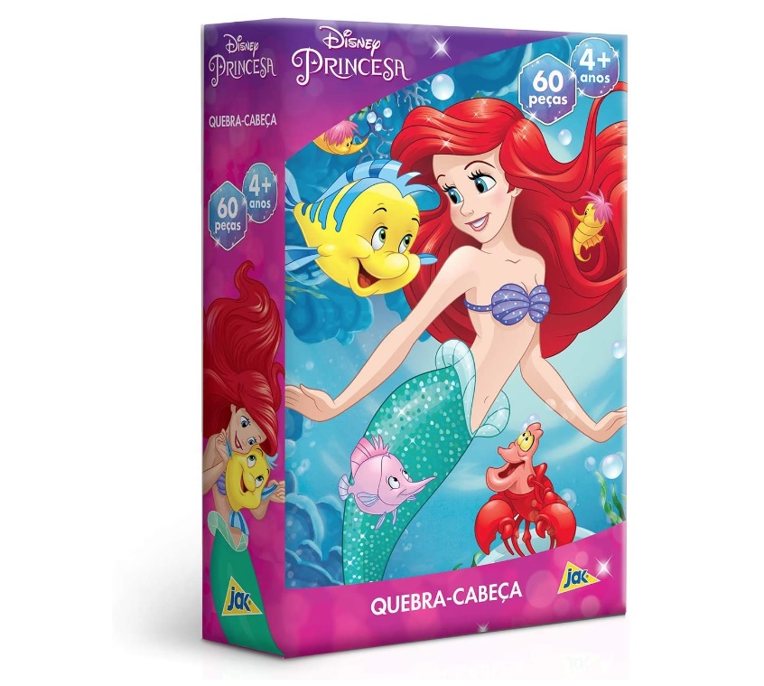 Princesas – Ariel – Quebra-cabeça – 60 peças – Toyster Brinquedos
