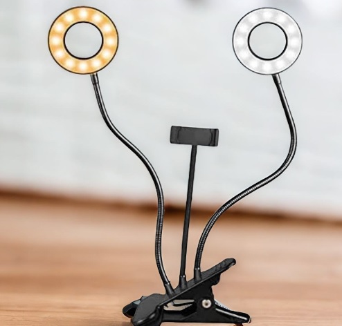 Ring light duplo com adaptador para smartfone da Greika