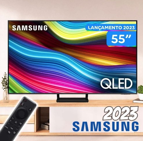 Smart TV 55” UHD 4K QLED Samsung QN55Q70 – Lançamento 2023 120Hz Wi-Fi Bluetooth 4 HDMI 2 USB