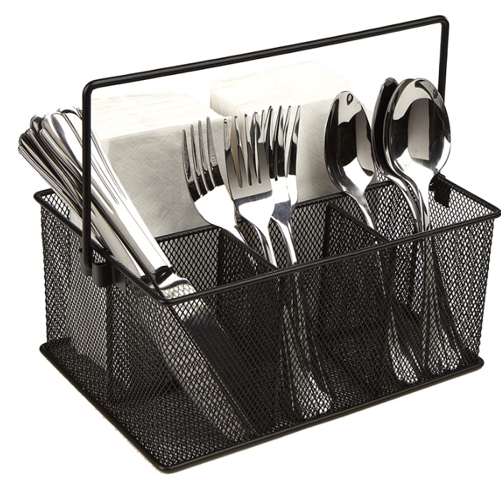 Suporte organizador de utensílios Mind Reader, para talheres e materiais de escritório, Preto