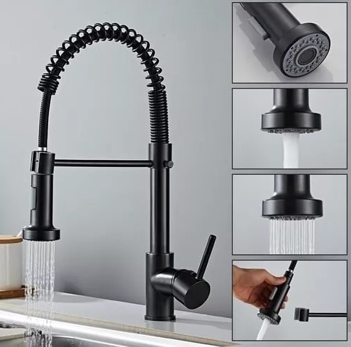 Torneira para Cozinha Gourmet de Mesa com Mola – Monocomando Black Nell AM-01