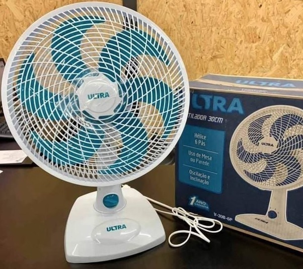 Ventilador de mesa 30cm, Ultra, 110V, Branco/Azul – V-30-6P
