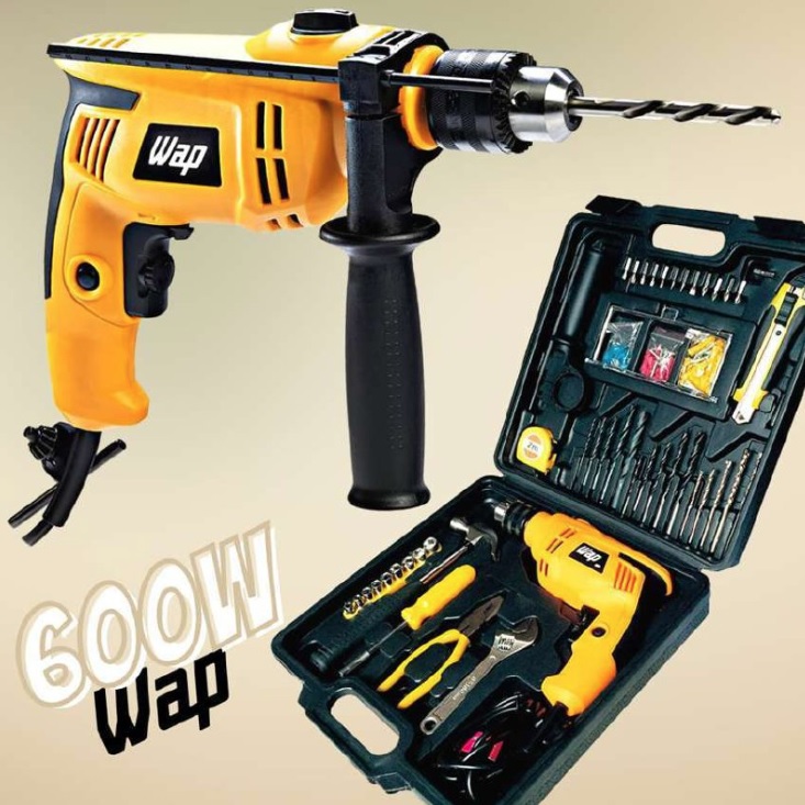WAP Furadeira De Impacto E Parafusadeira 600W Efi 600 K Com Maleta E 154 Acessórios Mandril 1/2” Torque 9 Nm Elétrica Com Controle De Velocidade 127V