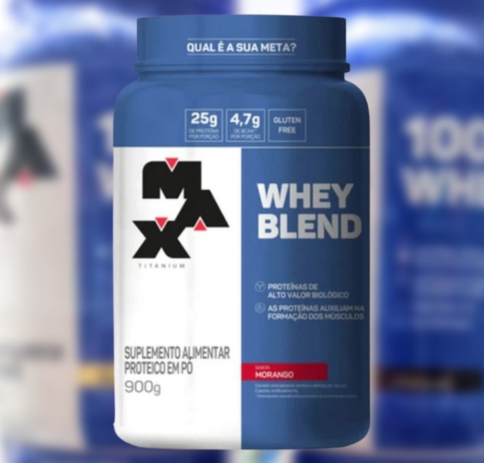 Whey Blend 900g Morango, Max Titanium