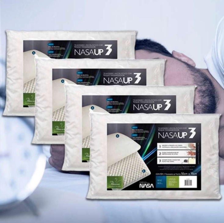 kit 4 pçs travesseiro nasa up 3 p/fronhas 50×70 cm – Fibrasca, Branco