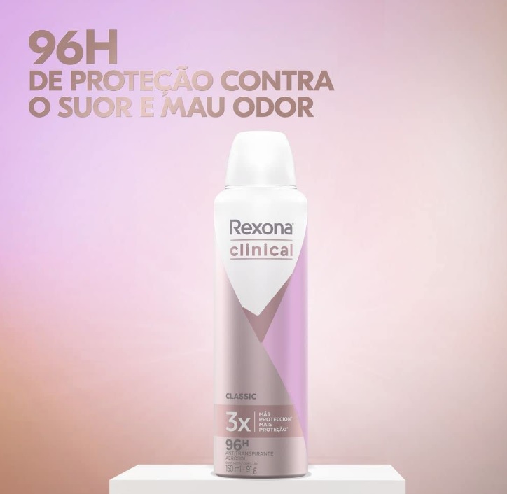 Antitranspirante Aerosol Rexona Clinical Classic 150ml (A embalagem pode variar)