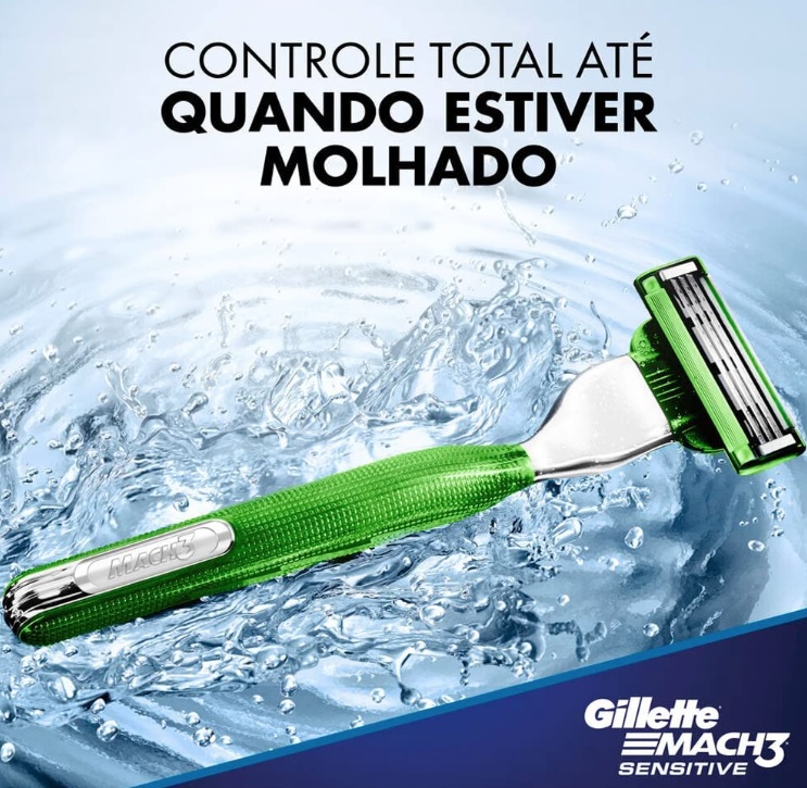 Aparelho de Barbear Gillette Mach3 Acqua-Grip Sensitive