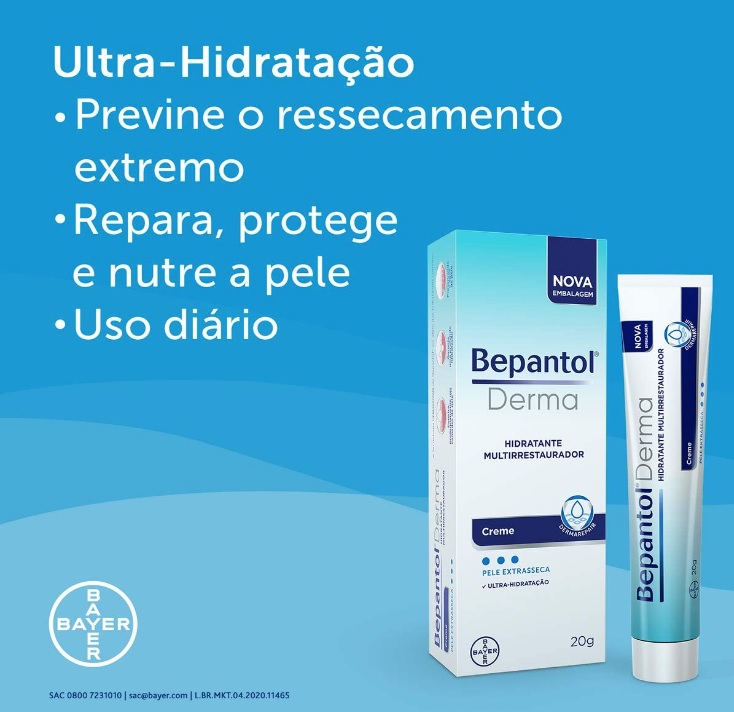 Bepantol Derma Creme Hidratante, Bepantol Creme Multirrestaurador, Branco, 20g