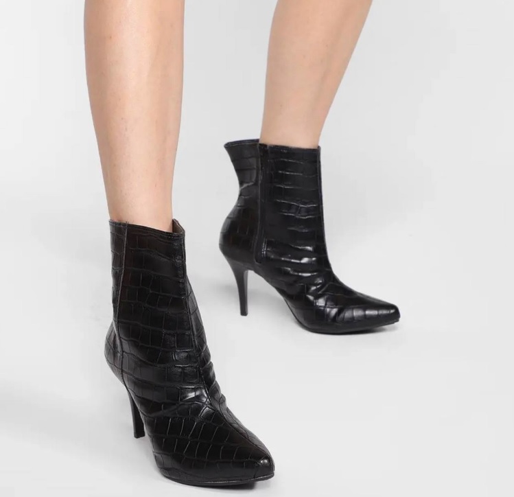 Bota Griffe Croco Salto Fino Feminina