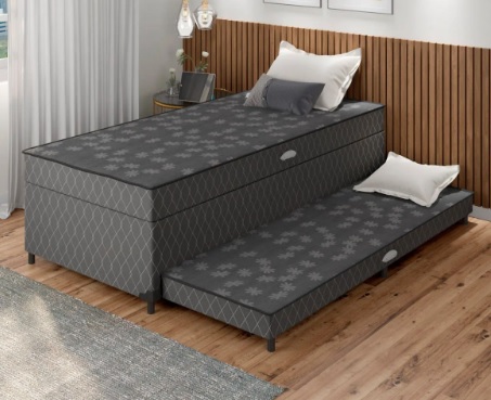 Cama Box Solteiro LightSpuma com Baú – e Cama Auxiliar 55x88x188cm Lady
