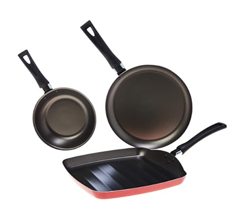 Conjunto 3 peças, Grill, Tapioqueira, Frigideira, Garlic, Grafite, Brinox