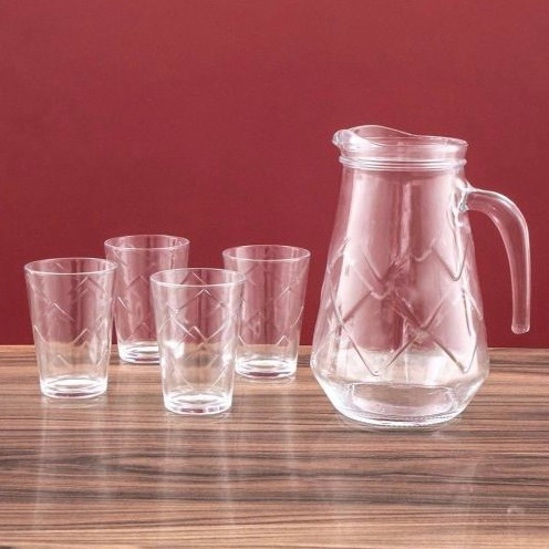 Conjunto de Jarra e Copos Nadir Maracatu em Vidro – 5 Peças