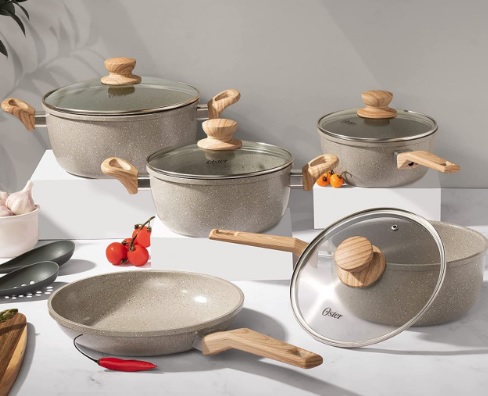 Conjunto de Panelas Oster Marble Eddition – 5 peças Cinza Dust