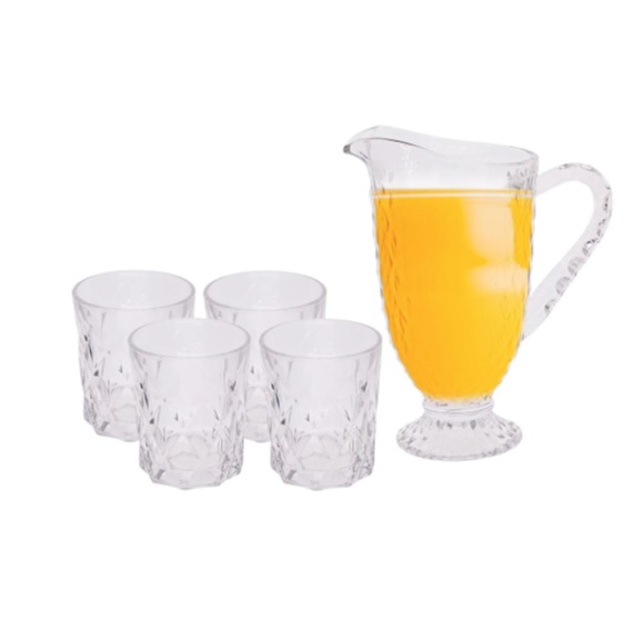 Conjunto para Suco com Jarra e Copos Fratelli Diamond em Vidro – 5 Peças