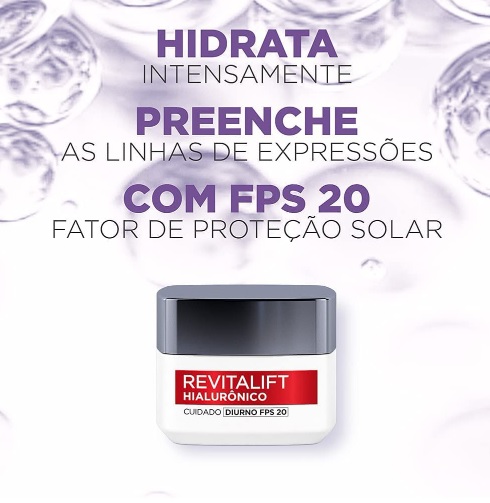 Creme Facial Anti-idade L’Oréal Paris Revitalift Hialurônico Diurno FPS 20, 49g