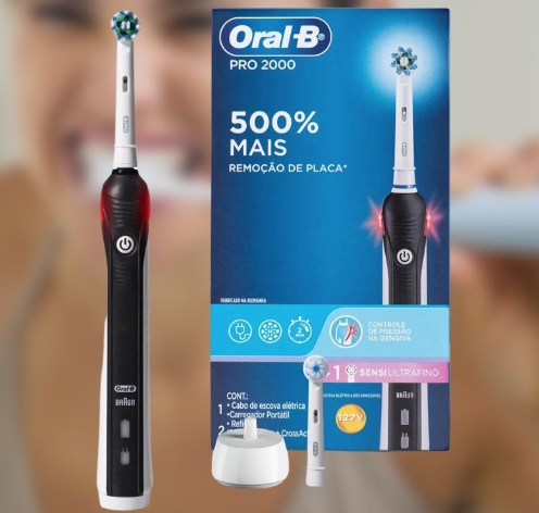Escova de Dente Elétrica Recarregável Oral-B – Pro 2000 2 Refis