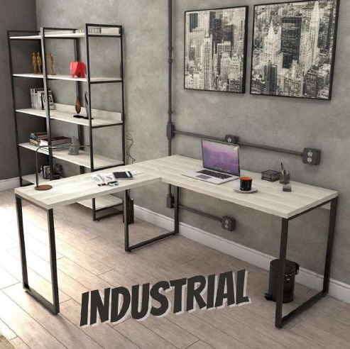 Escrivaninha Industrial em L 2 Peças Trevalla Kuadra ML150 Snow