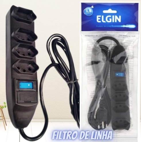 Filtro de Linha 4 Tomadas Elgin Bivolt Preto