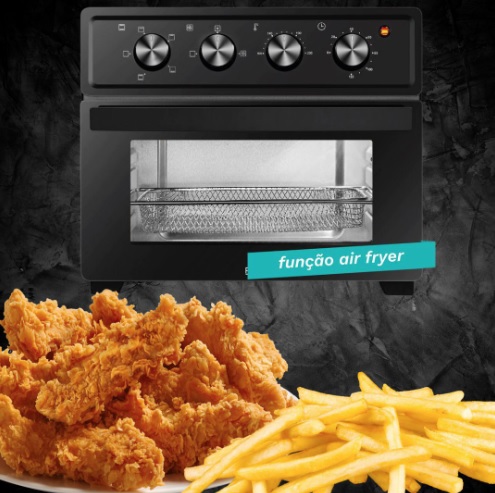 Forno Elétrico 22L 1800W com função Air Fryer Preto – BEL22AD 127V – COMPREBEL