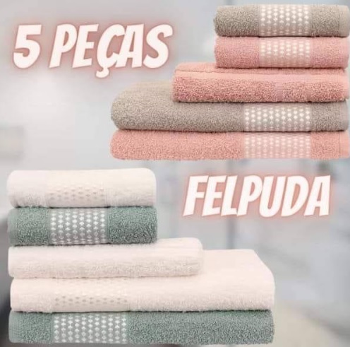 Jogo de Toalhas Felpuda Tecelagem Atlântica Eireli – Sofisticata Luna Off White e Luar 5 Peças