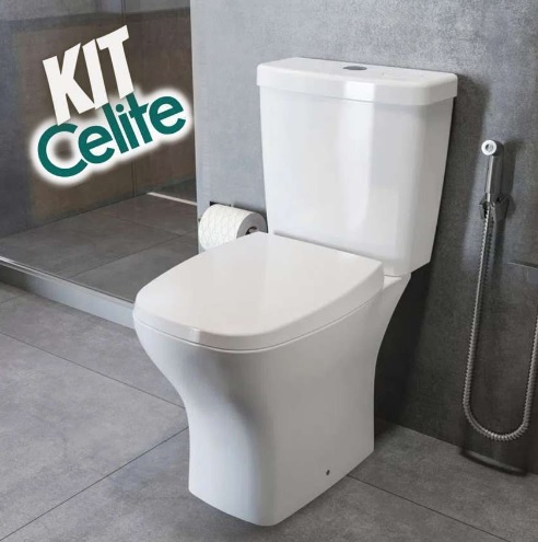 Kit Vaso Sanitário Rimless com Caixa Acoplada Smart Clean® | Harpic e Assento Soft Close Vip Celite