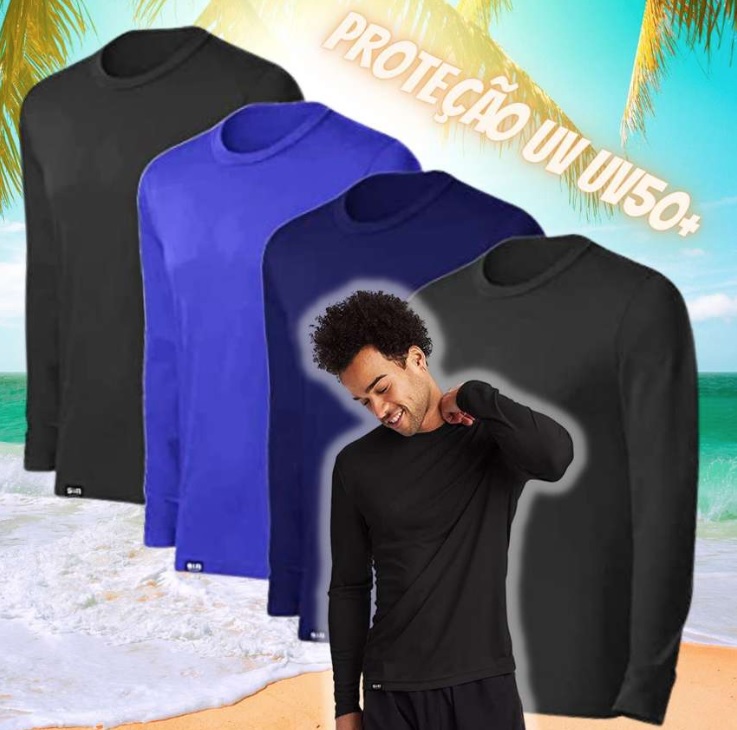 Kit com 04 Camisetas Proteção UV Masculina UV50+ Secagem Rápida Cores