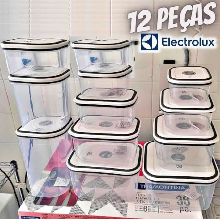 Kit com 12 undades Pote Hermetico cinza, Electrolux
