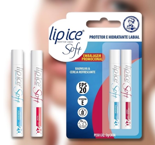 Lip Ice Protetor Labial Soft Baunilha e Cereja FPS20