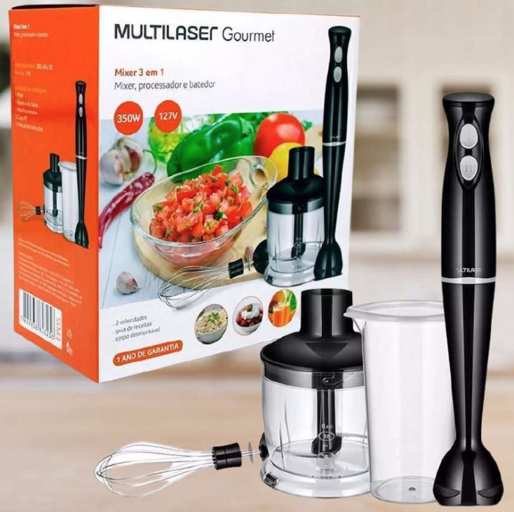 Mixer 3 em 1 Gourmet 127V 350W Preto Multilaser – FP05