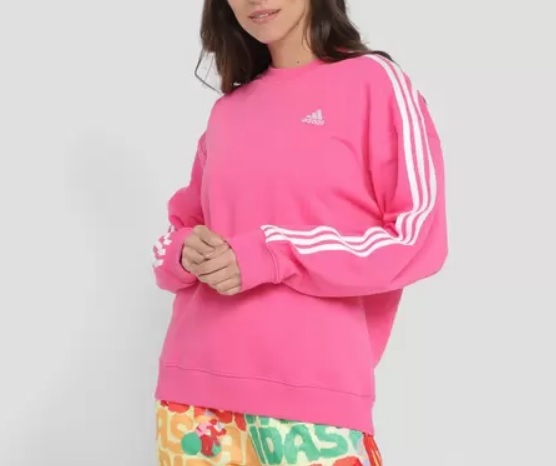 Moletom Adidas Essentials 3 Listras Feminino
