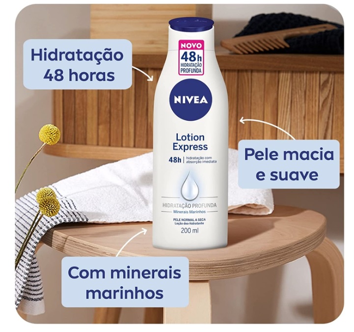 NIVEA Loção Hidratante Corporal Lotion Express – Loção Hidratante com textura leve que hidrata profundamente, protege do ressecamento e auxilia na regeneração da pele – 200ml